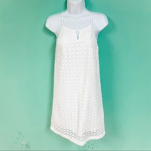 Lucky Brand White Eyelet Keyhole Dress Womens Size XS